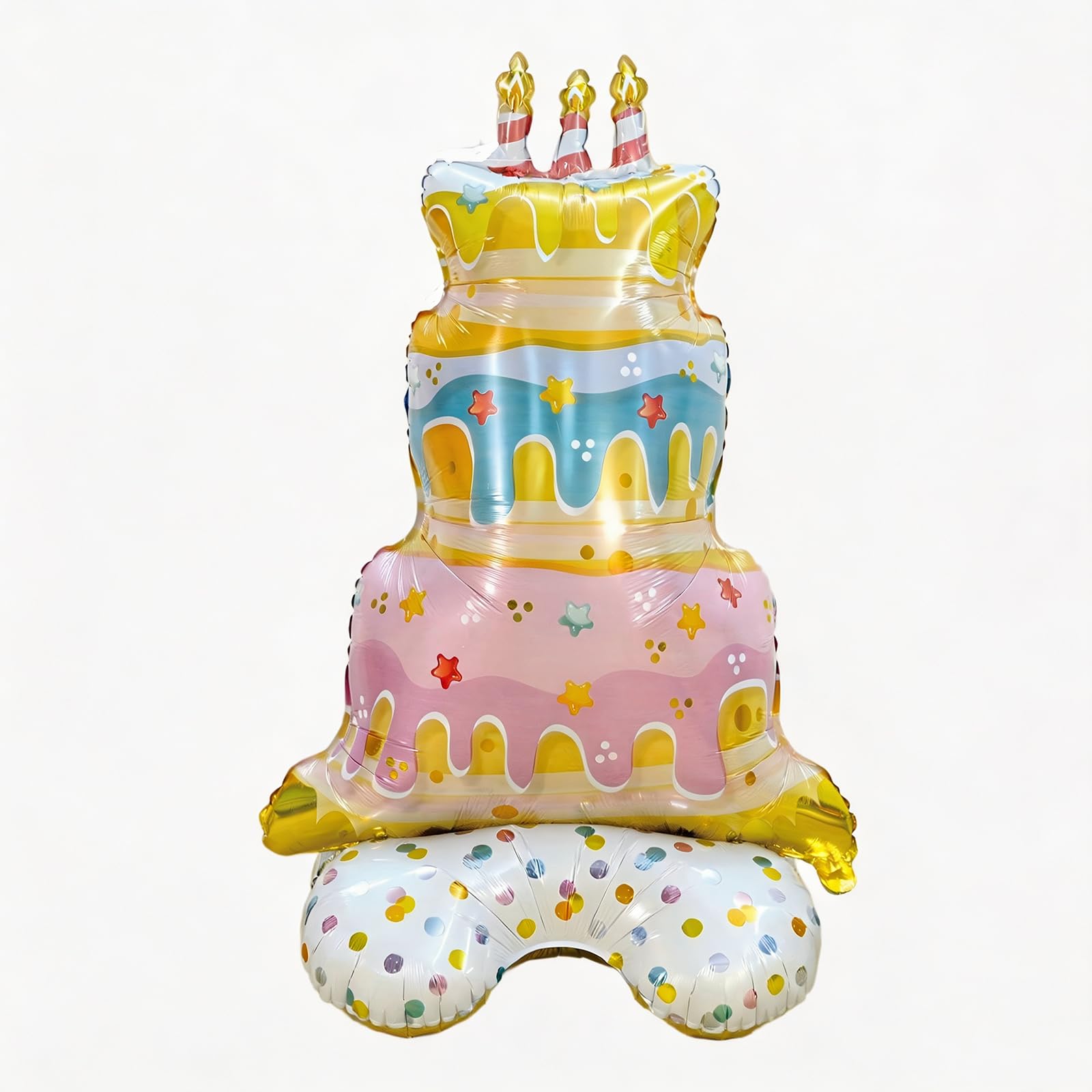 1 Colourful Three-Tier Cake Balloon with Stand for Birthday Party