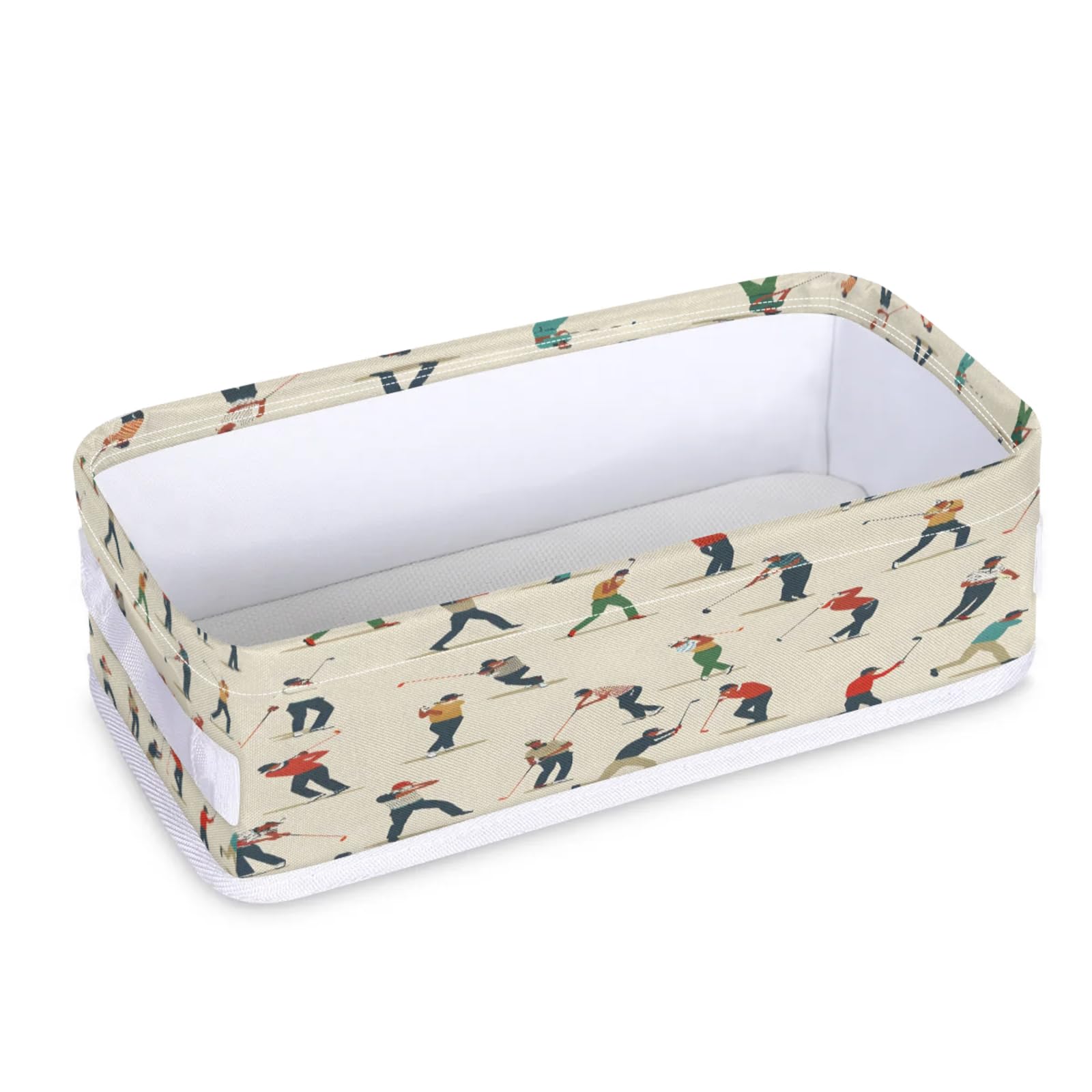 Tablerazzi Toilet Tank Topper Paper Basket with Handle, Golf Ball Bathroom Storage Basket for Organizing, Sport Golf Small Fabric Storage Bins for Bathroom Decor