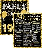50th Birthday Decorations- Back In 1970 Party Signs | 8x10 in. UV Coated | 50th Birthday Gifts, 50th Wedding Anniversary, Class Reunion, 70s Party | 