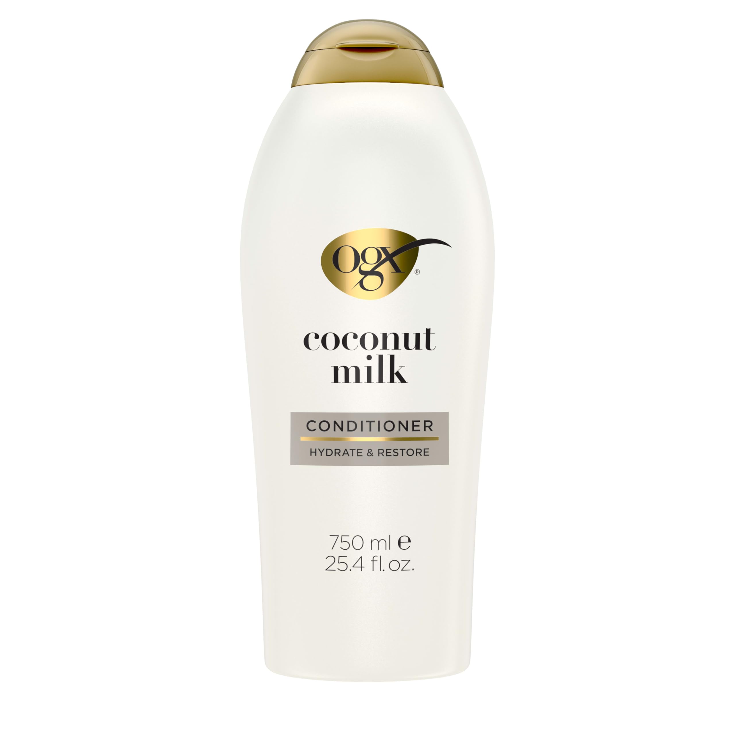 OGX Nourishing + Coconut Milk Conditioner, Hydrating & Restoring Conditioner Moisturizes for Soft Hair After the First Use, Paraben-Free, Sulfate-Free Surfactants, 25.4 fl. oz