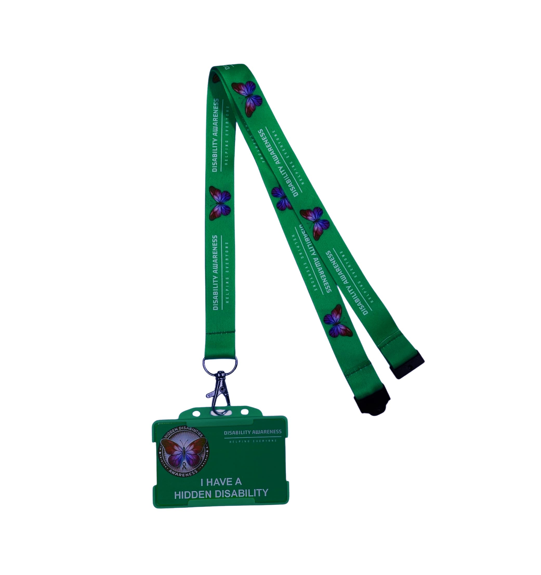 Hidden Disability Lanyard Awareness Badge from Quantum Leap with Butterfly Symbolising Change and Development for The Hidden Disability Community (Butterfly Lanyard Green) — image 1