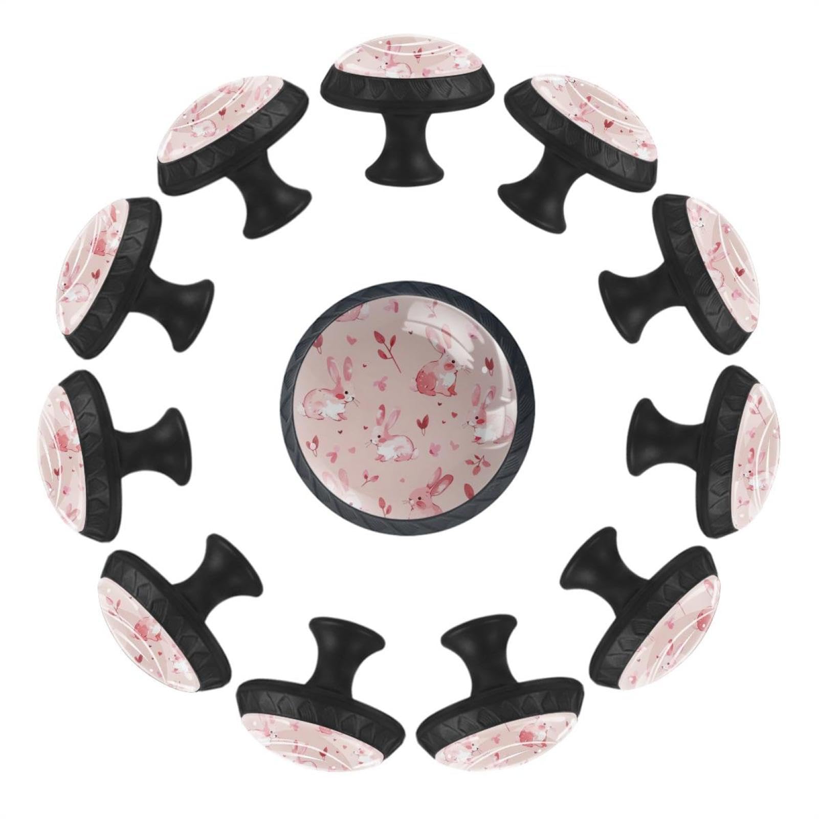 Boutons d'armoire ronds roses x12 en ABS et verre pour tiroirs et meubles d'enfants