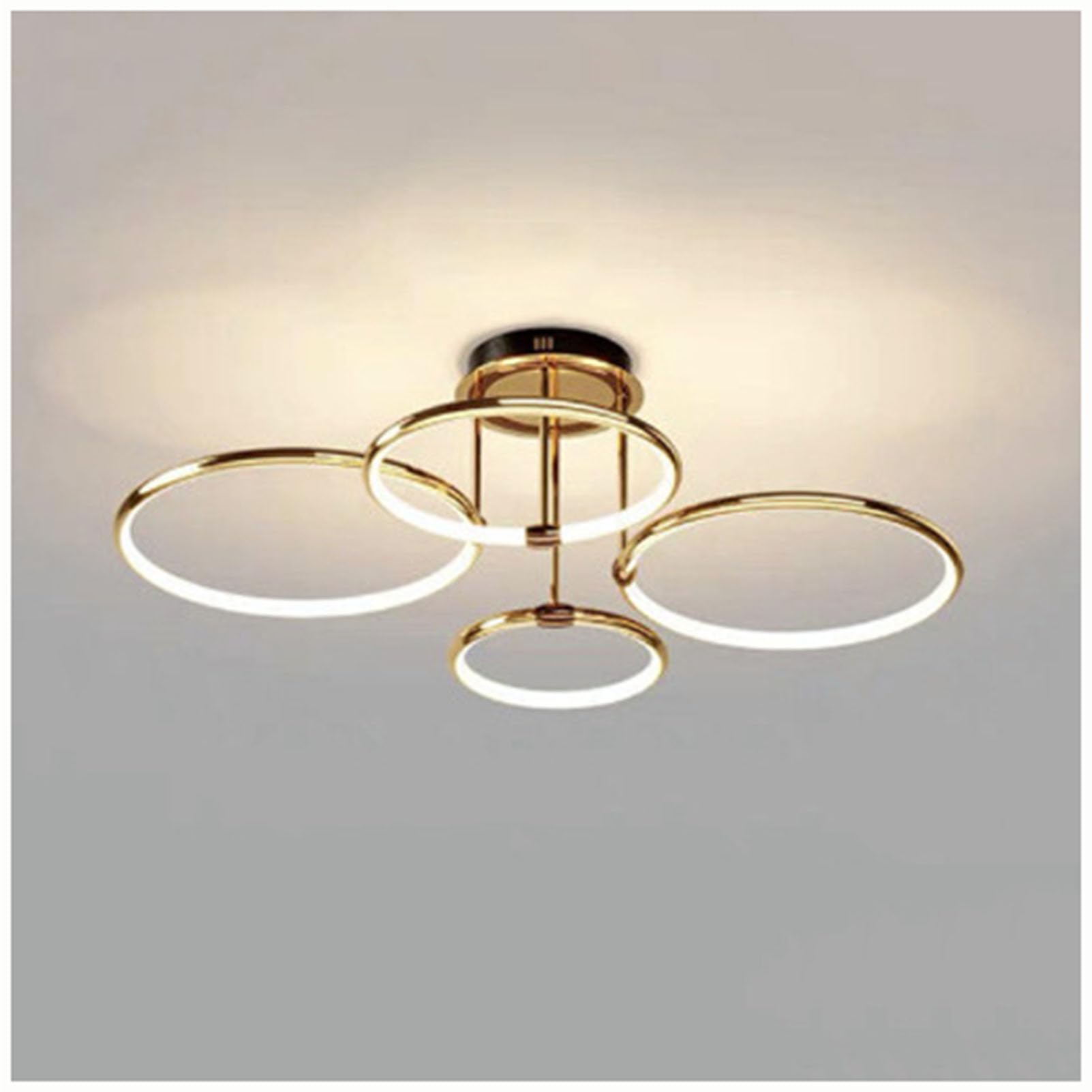 PIKETU Dimmable LED Ceiling Light, Creative ringshape Design Living Room Ceiling lamp, for Study Room, Living Room, Bedroom, Dining Room Lighting,Gold (A),73 * 39cm