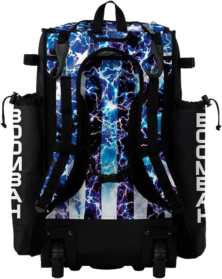 Boombah Superpack Hybrid Rolling Bat Bag - USA Banner Bat Pack Black/Royal Blue/White - Wheeled & Backpack Version