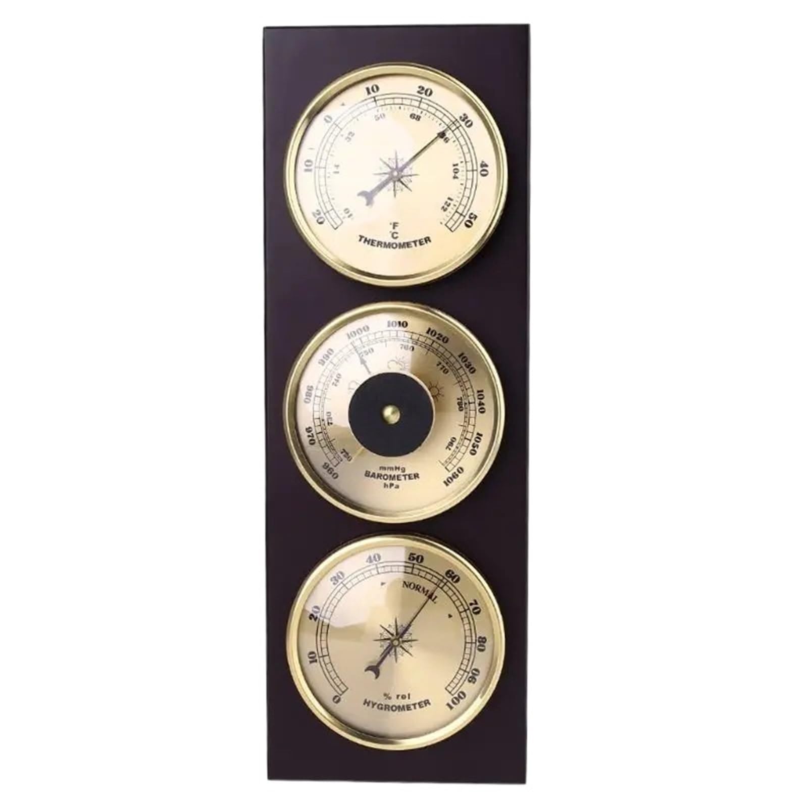 Barometri 3 Pezzi/Set barometro termometro igrometro Stazione meteorologica con Cornice in Legno Ornamenti di Base 31 cm x 11 cm