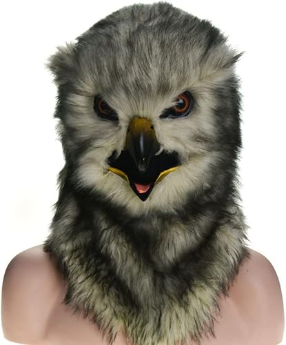 Miniatura 2 de BEESUM Máscara de cabeza de águila prémium 2023 con boca en movimiento, máscara de cosplay de halcón de pájaro para Halloween, fiesta de Navidad