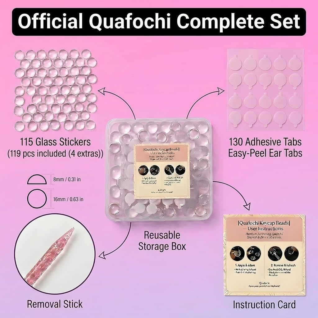 115pcs Raised Keyboard Sticker for Long Nails, Protect Nail Art, Clear Glass, Easy to Apply & Remove, No-Residue, Reusable, Keyboard Bubbles for Desktop Keyboards, External Keyboards