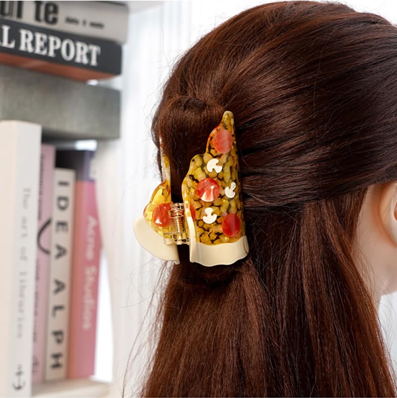 Fun Food Hair Claw Clip, Pizza Hair Clip, Medium Acetate Hair Clips for Women and Girls Unique Hair Accessories (Transparent) - Image 3