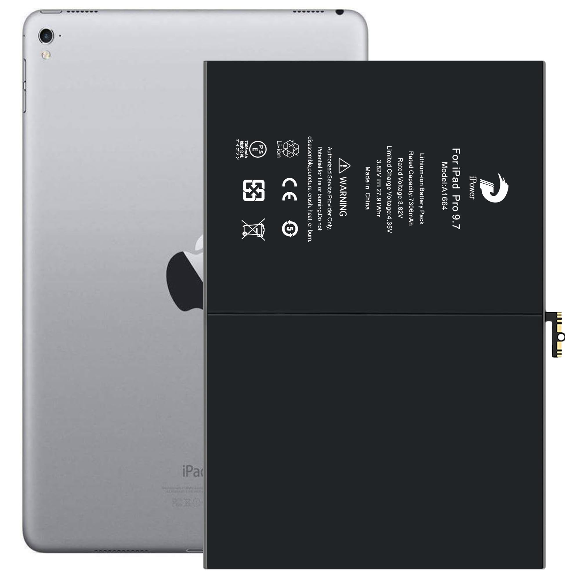 Amazon | iPower for iPad Pro 9.7 バッテリー交換 容量7306mAh 3.82V 