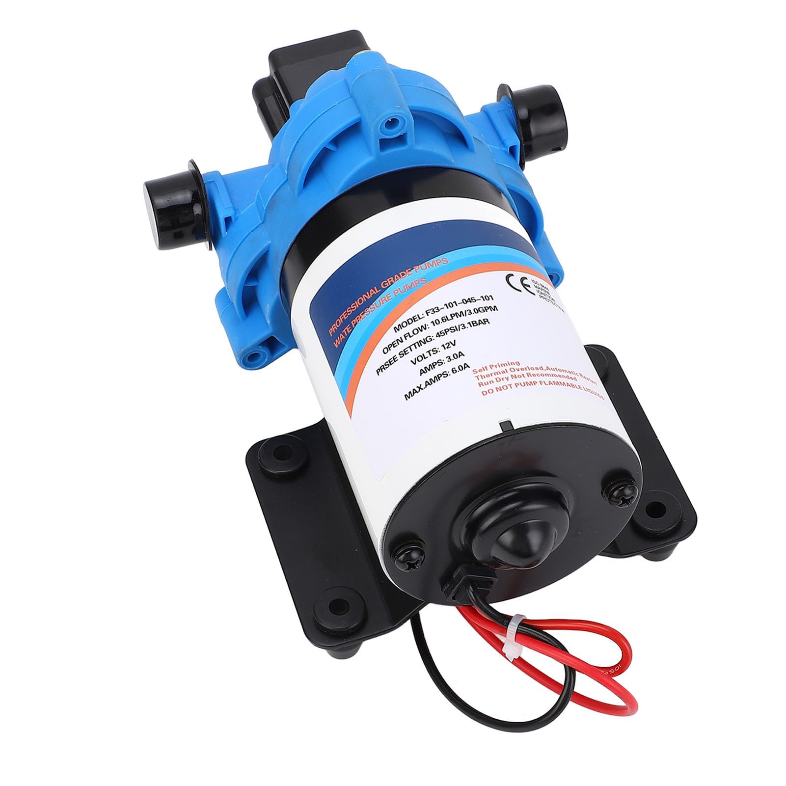 Pompa Wodna do Pojazdów Kempingowych 12 V DC Samozasysająca Pompa Membranowa 3,0 GPM 45 PSI Miedziana Guma Nylonowa z Przełącznikiem Ciśnieniowym Niski Poziom Hałasu dla Jachtu Morskiego