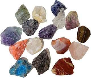 15 Colors Energy Crystals and Healing Stones Assorted Bulk Raw Crystals 1-1.5inches Large Gemstones for Tumbling, Reiki,Wicca,Chakra (COLOR A)