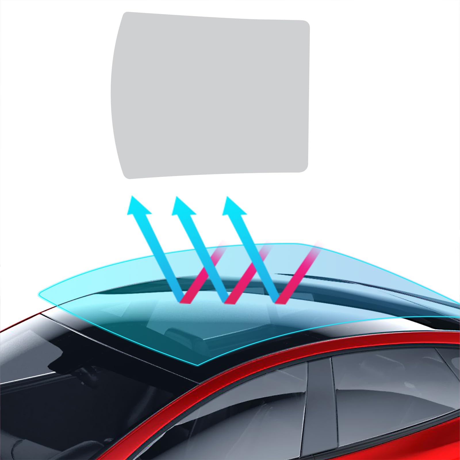 für Tesla Model S 2020-2024 8.5mil TPU PPF Solar Fenstertönung für Autodach Oberlicht Vorgeschnittene Selbstklebende Transparent Lackschutzfolie Zubehör Eisblau 1Stück