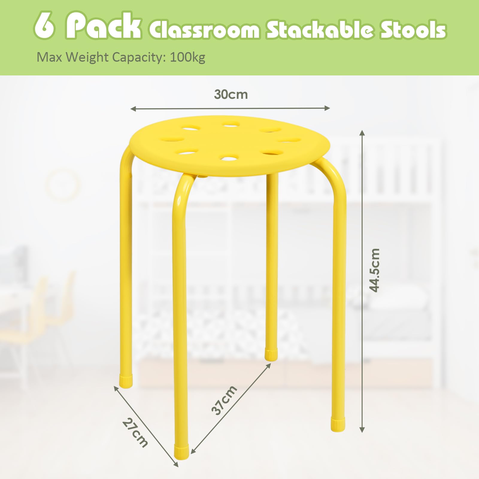 RELAX4LIFE Stapelhocker 6er Set, Esszimmerhocker Stapelbar, Sitzhocker mit X-förmigem Metallrahmen, Küchenhocker Rund, Metallhocker für Esszimmer Wohnzimmer Kinderzimmer, 45 cm Höhe (Bunt)