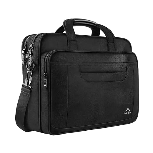 Bolsa para Laptop 17 Polegadas, Pasta Executiva Unissex em Nylon Resistente à Água, Capa de Ombro com Bolso Antirroubo, Alça de Bagagem e Proteção Acolchoada Superior