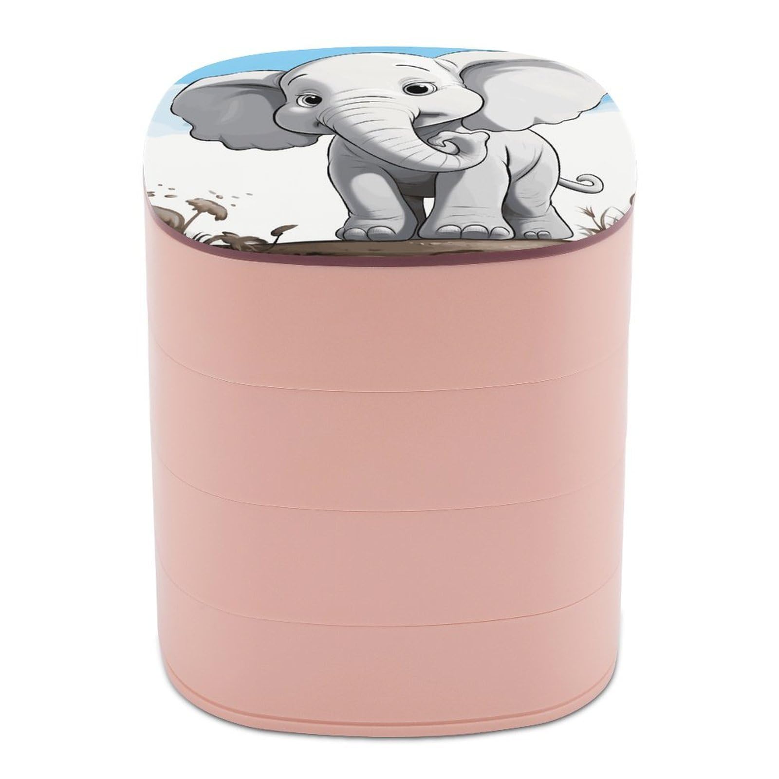 FekiLoot White Elephant Jewelry Box 4-Layers Rotatable Jewelry Organizer Storage Box with Mirror Cute Travel Jewelry Case Portable Earring Holder Organizer for Ring Necklace Bracelet
