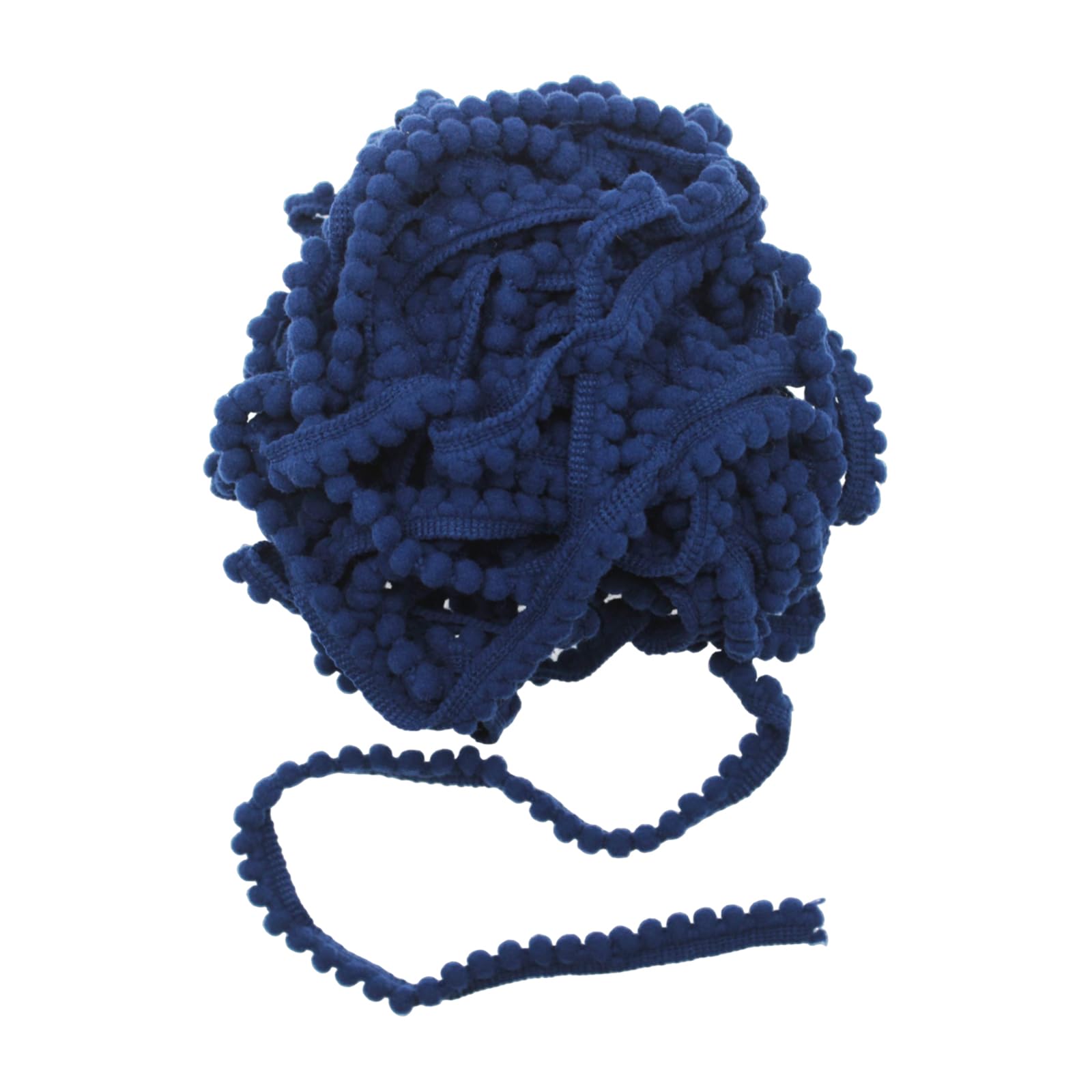 Yalulu 10 Yards Mini Pom Pom Tassel Pompom Trim Balls Fringe Ribbon Trimming Curtains Apparel DIY Craft Sewing Supplies (Navy Blue)