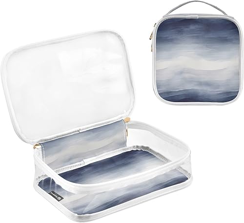 Miniatura 3 de Navy White Tie Dye Clear Toiletry Bag for Traveling,2 Pack Makeup Cosmetic Bag with Zipper,Travel Bag for Toiletries,Travel Essentials 21215211