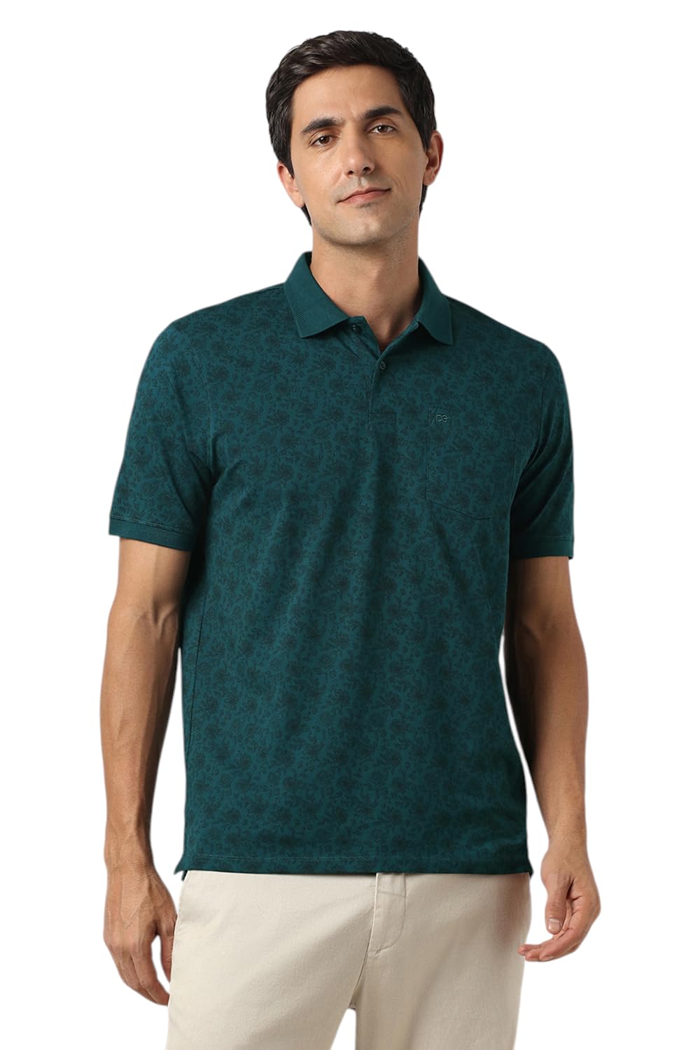 peter england Men's Cotton Abstract Floral Print Polo Shirt – Casual Wear | Stylish & Breathable-picture-30