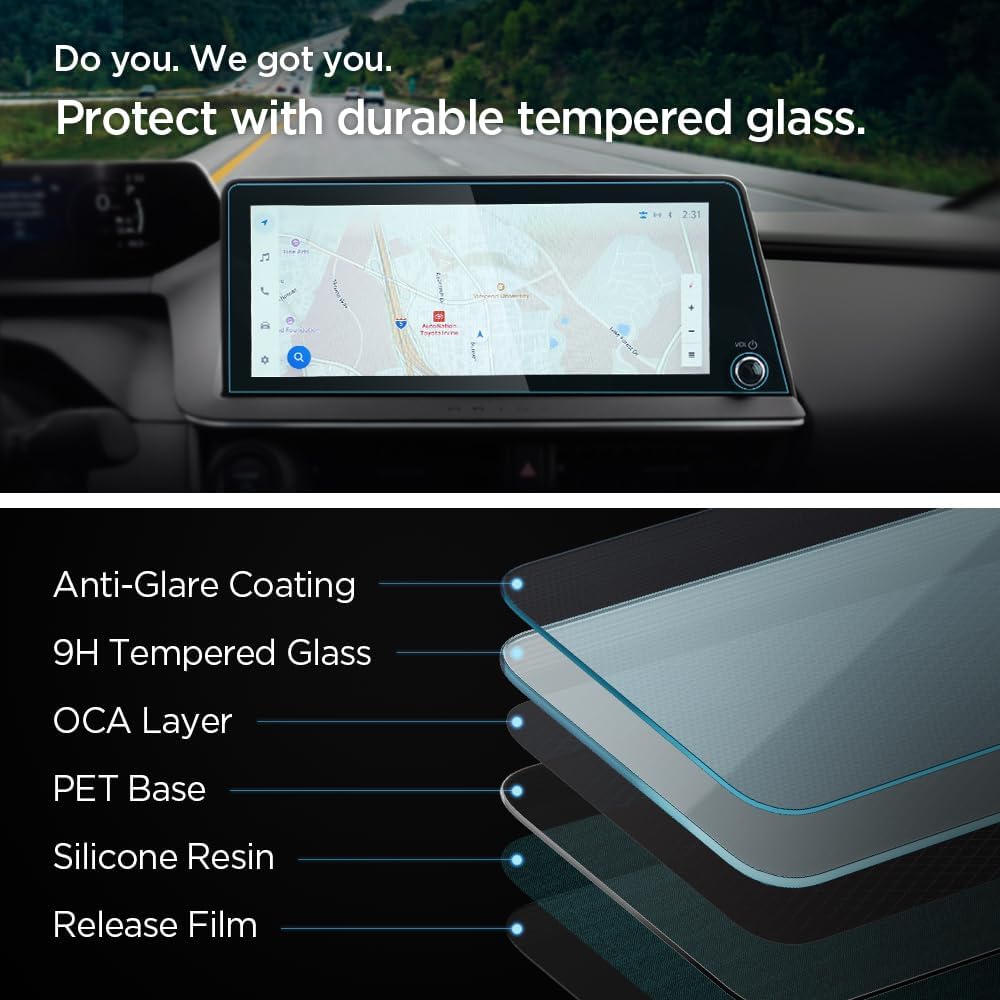 Spigen Tempered Glass Screen Protector [GlasTR Slim] designed for Toyota Prius (2023/2024/2025/2026), Toyota Prius Prime (2023/2024/2025/2026) 12.3 inch Dashboard Touchscreen - Matte/Anti Finger Print