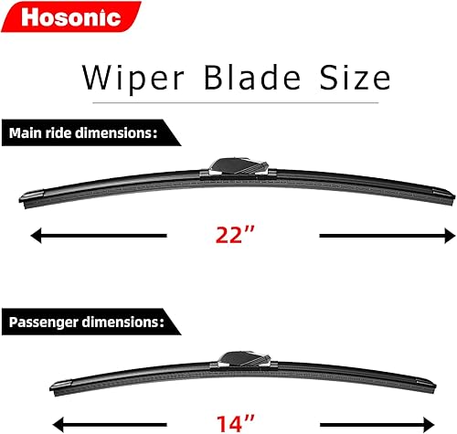 Miniatura 10 de HOSONIC Limpiaparabrisas de 26 + 16 pulgadas, limpiaparabrisas para todas las estaciones, limpiaparabrisas reemplazables para automóviles, doble