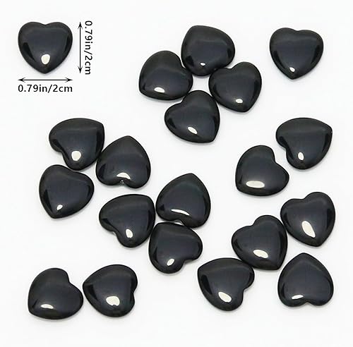Miniatura 3 de 20 paquetes de piedras de corazón de obsidiana negra natural pulida, cristales y piedras curativas de cuarzo a granel para Wicca, Reiki, energía