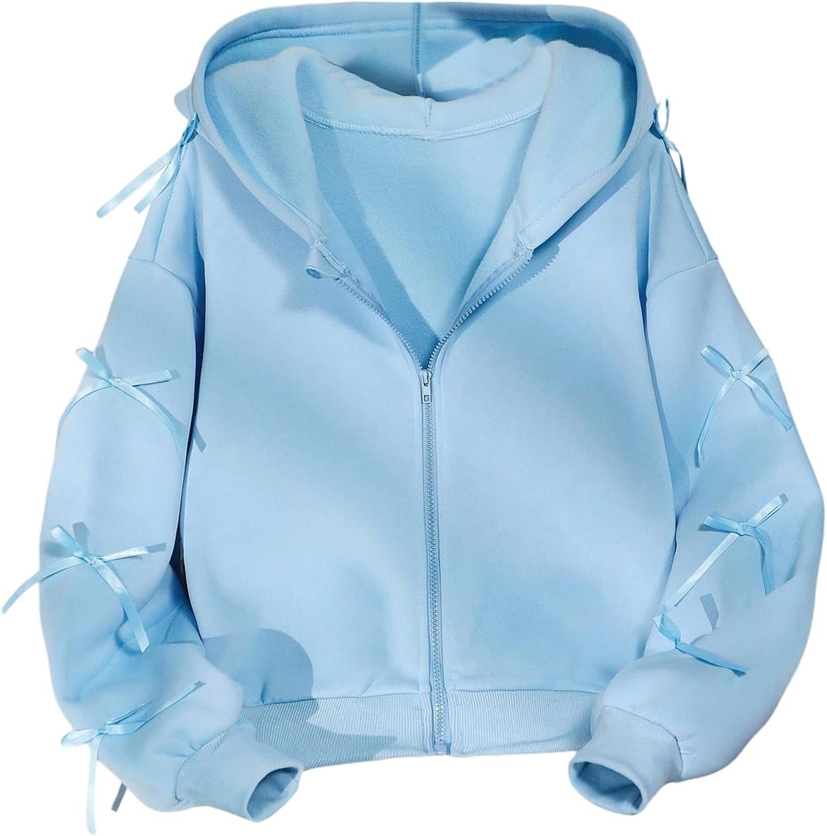 Verdusa Girls Zip Up Hoodie Long Sleeve Jacket Bow Outfits Hoodies Fleece Jacket Tween Girls Trendy Clothes
