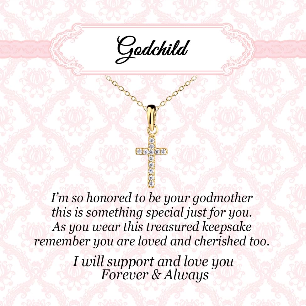 Cherished Moments Sterling Silver and 14K Gold-Plated Cross Necklaces for Godchild Gift with Poem in Gift Box