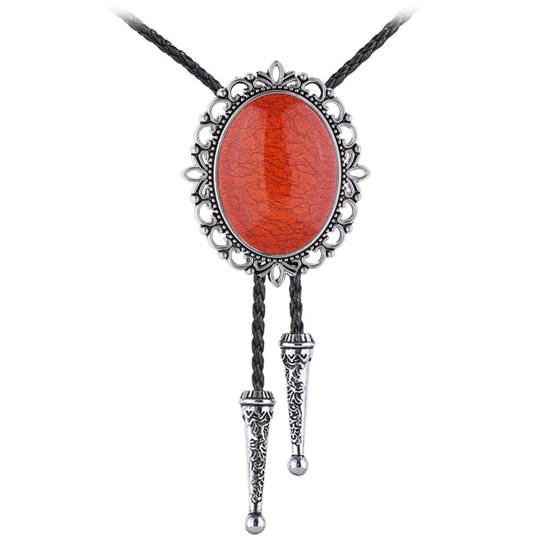 Jeilwiy Bolo Tie for Men Real Stone Westwern Cowboy Ties Silver Bolos Women Leather Necktie Gift for Birthday Christmas