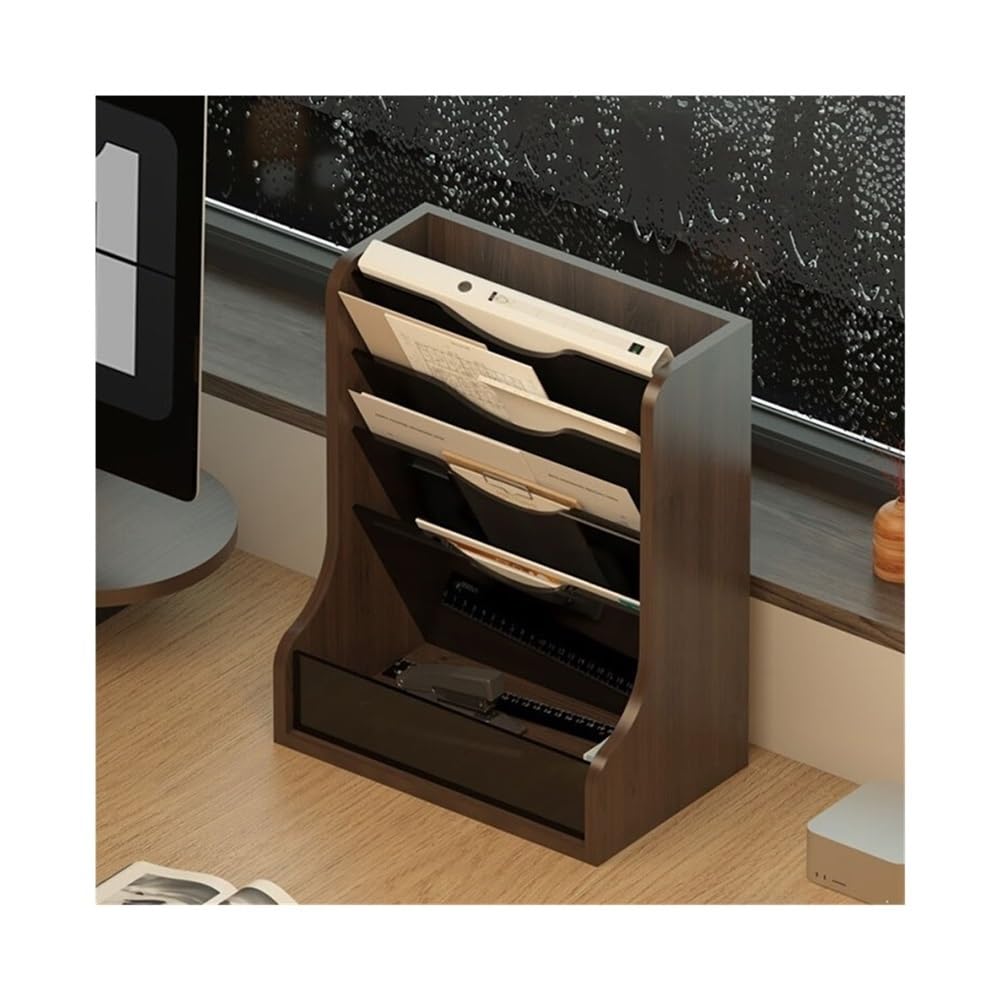 Stojak na foldery 5-kieszeniowy organizer na biurko, pionowy stojak na czasopisma, akcesoria biurowe, artykuły papiernicze(Black)