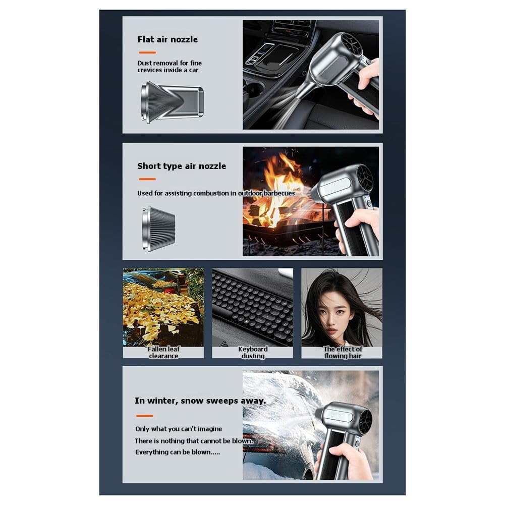 Soffiatore Fili Ricaricabile Motore Brushless 130000RPM Elettrico Duster Turbo Ventilatore Super Potenza 3 Velocità Regolabile Polvere