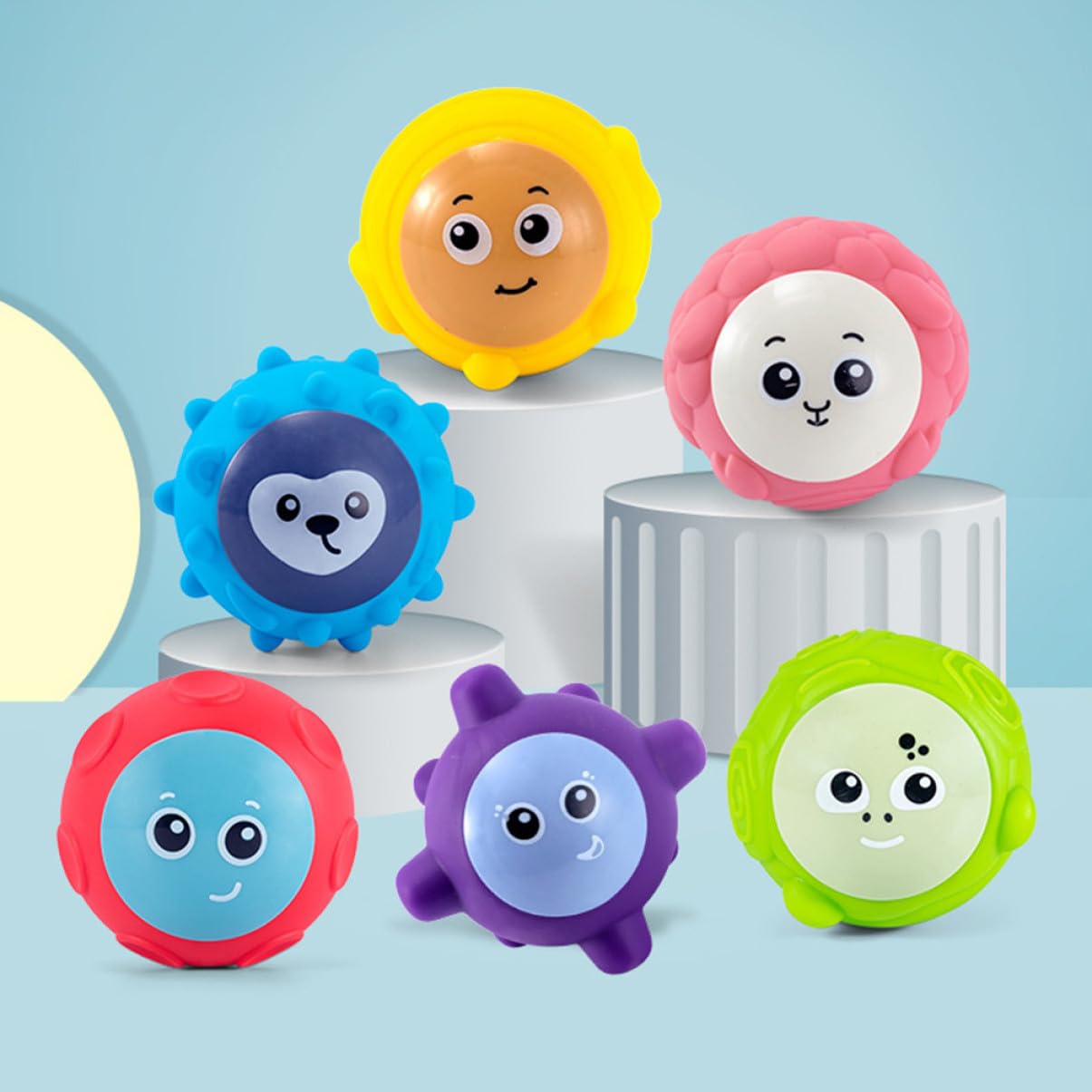 ERINGOGO Lot de 6 Balles de Préhension pour Bébé en PVC, Jouet D’éveil