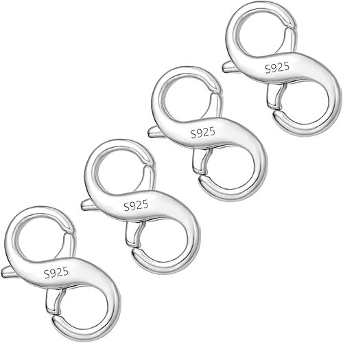 Miniatura 7 de Extensor de pulsera y collar con cierre de langosta con 2 círculos, chapado en plata de ley 925 con conector de collar de oro de 14 quilates,