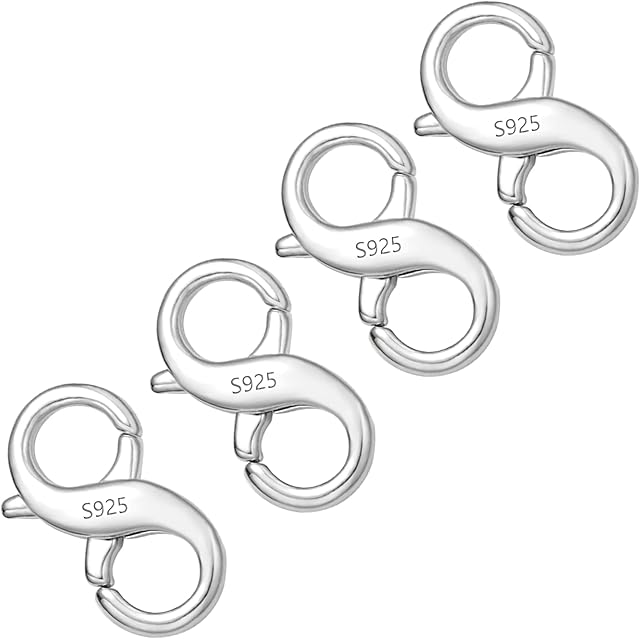 ALEXCRAFT 4Pcs Lobster Clasp Silver Necklace Clasps Lobster Clasp Double Opening Lock Necklace Connector Double Opening Clasps Connector 13mm Double Clasps for Jewelry Making Bracelet Necklace Clasp