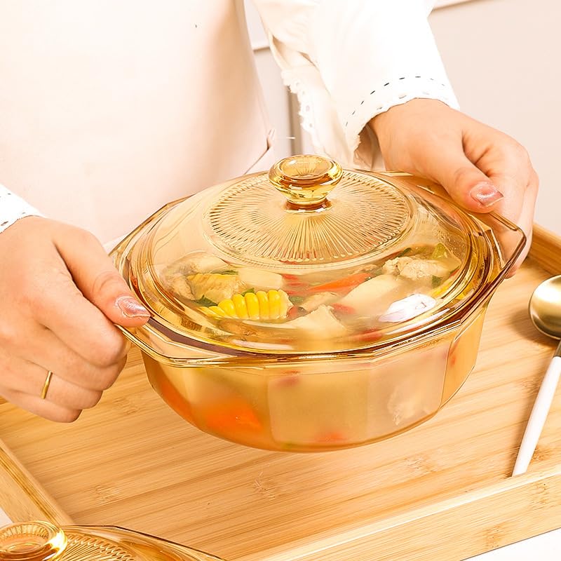 The Better Home Zest Series Borosilicate Glass Serving Casserole (1.1L) | Glass Bowl With Lid | Diwali Gift | Glass Casserole With Glass Lid | Microwave & Dishwasher Safe | Gift For Housewarming (Amber)