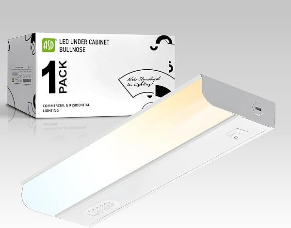 ASD LED Under Cabinet Bullnose 120V Dimmable CCT Selectable 2700/3000/3500/4000/5000K Hardwired, On/Off Switch, White UL