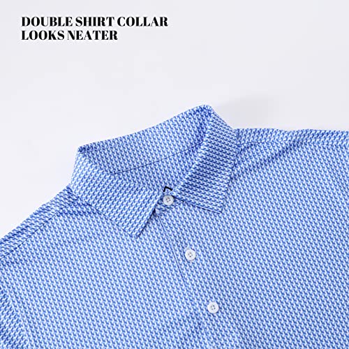 Deolax Men's Classic Fit Golf Polo Shirt - Blue Plaid, Soft Breathable, Quick Dry, Short Sleeve, 93% Polyester #TOP5