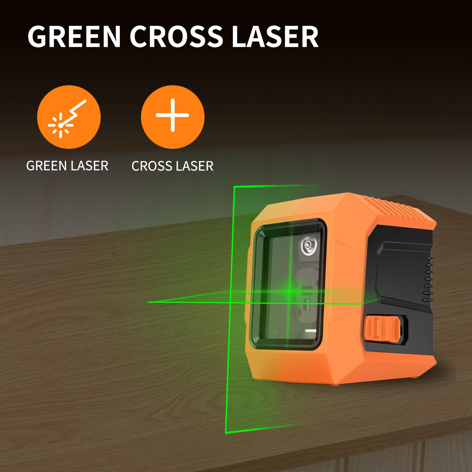 Grünkreuz-Laser Nivelliergerät, Automatische Nivellierung, Helligkeitsregelung, IP54 Schutz, Kompakt und Tragbar für Innen- und Außenbau, Montage und Gegenstandsaufhängung