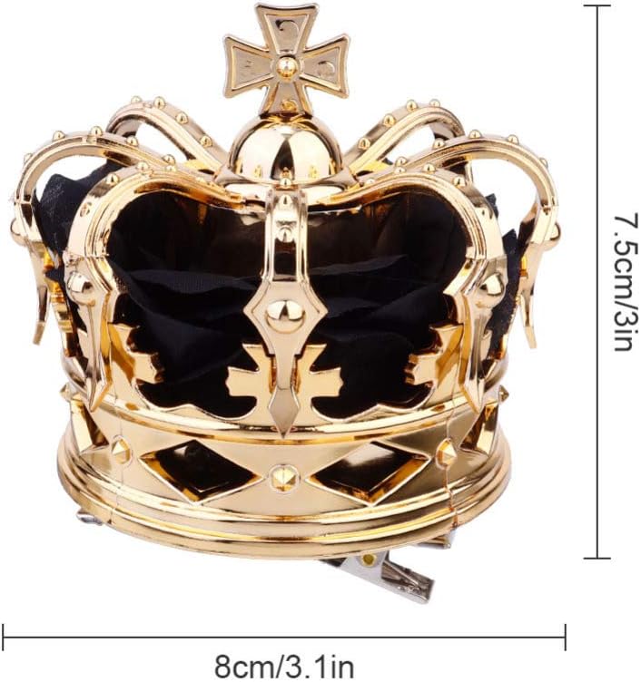 PRETYZOOM Crown Hairpin Black Queen Crown Clips Lightweight Durable Alloy with Rhinestones for Party Wedding Prom Fashion Accessories