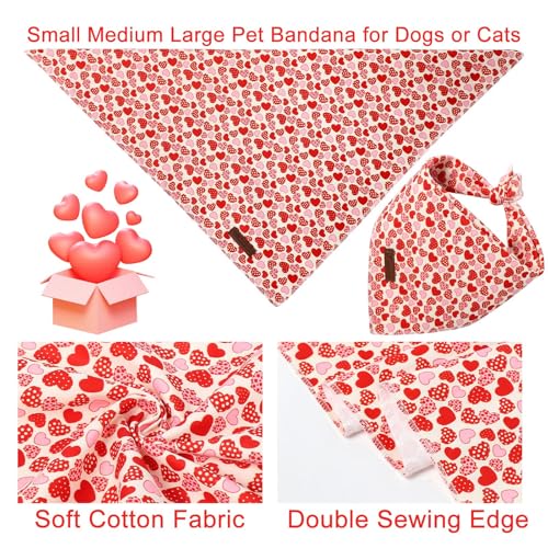 Image of Valentine's Dog Bandana, UP URARA PUP Valentine Triangle Bid Scarf for Girl Boy Small Medium Dogs or Cats, Adorable Puppy Wedding & Valentine's Bandana, Cute Soft Cotton Pet Kerchief, L