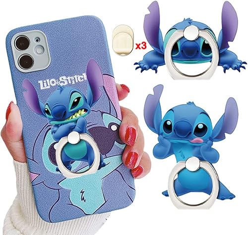 ZOSTLAND 3 anillos para teléfono con broma divertida, universal, ajustable en 360, soporte de agarre para dedos, gancho de montaje para stent de