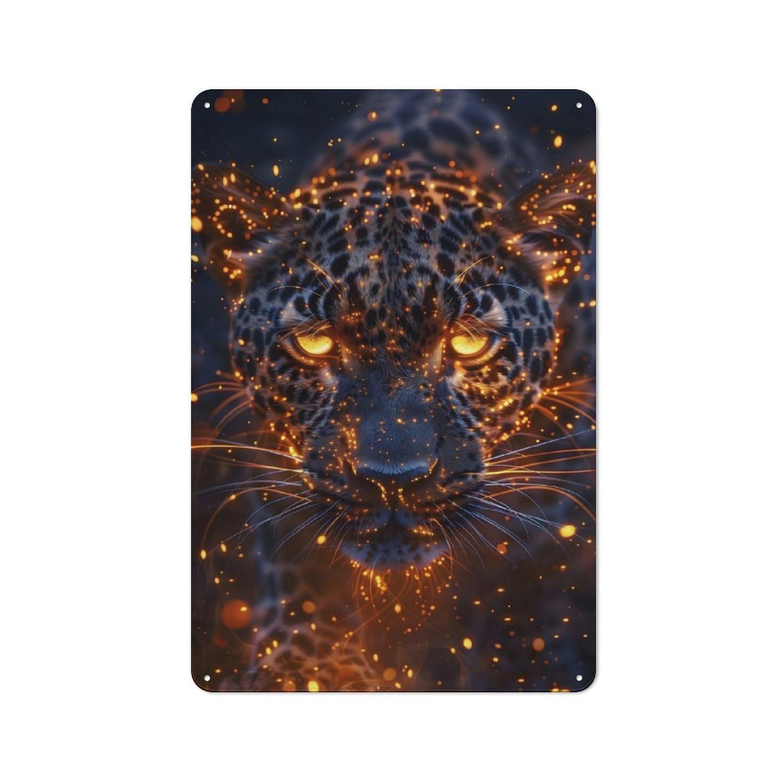 Retro Fiery Glare Leopard Vintage Tin Sign 30x20cm, Retro Room Decor for Lounge, Study, Pub Or Wall Gallery