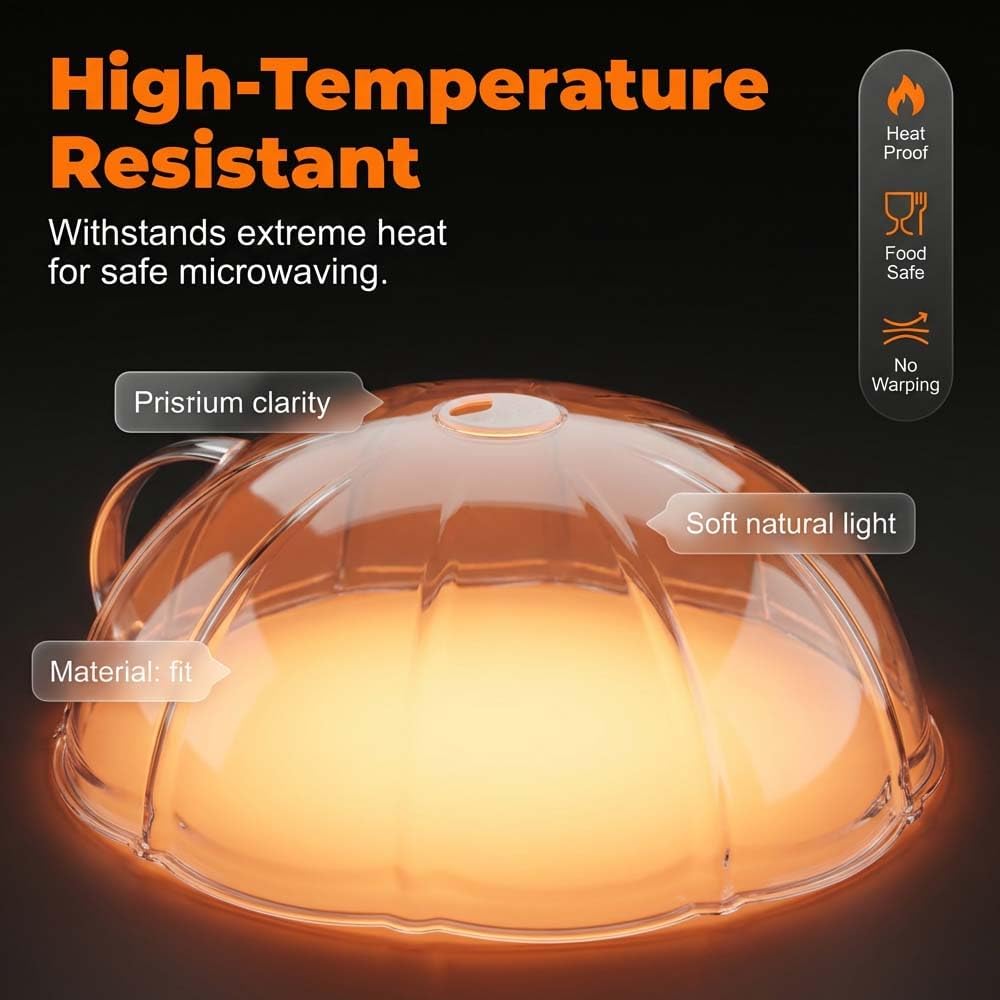 Microwave Splatter Cover with Tray, BPA-Free Clear Plastic Food Protector with Handle, Keeps Food Moist, Easy Clean (with base)