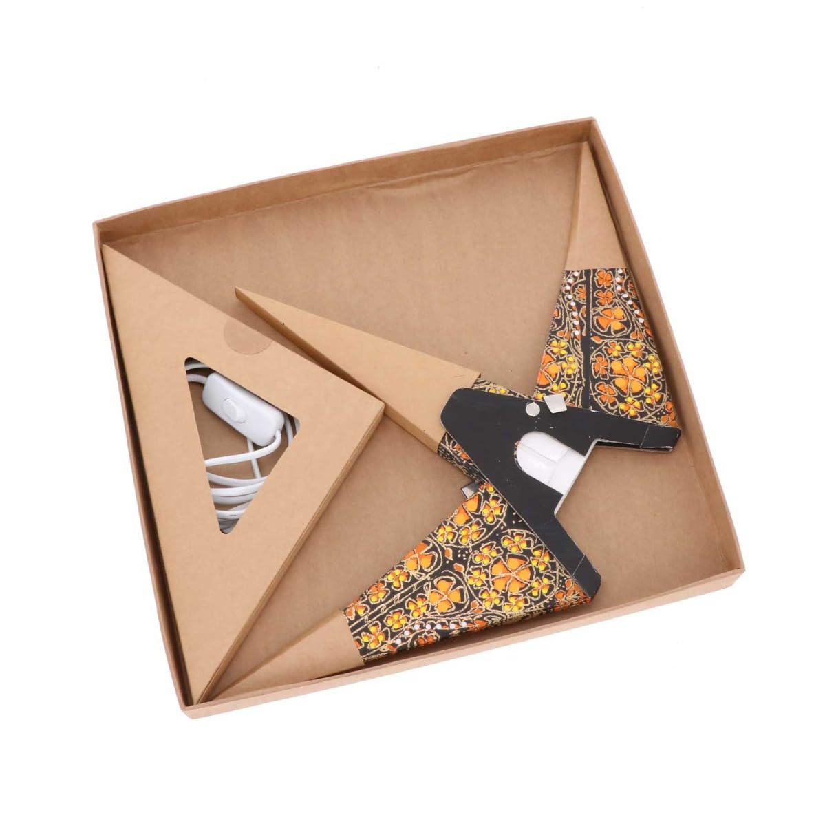 MoreThanHip 3D Weihnachtsstern Jaipur, orange/gelb, Ø60cm, 18 Zacken, handgefertigter Papierstern, Herrnhuter Stil, inkl. 3m Kabel (ohne Lampe), für Weihnachtsdeko