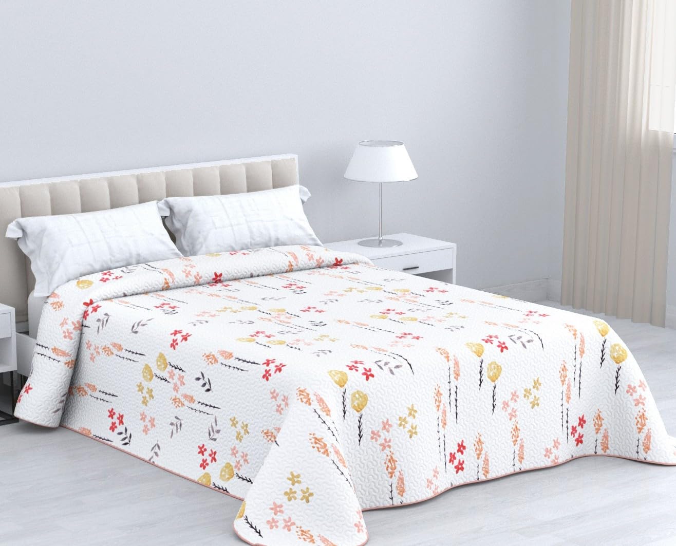 HM'S HOME'SECRET Colcha Bouti Estampada de 100% Microfibra Suave - Variedad de Diseños y Tamaños (Liso Gris, Cama 150cm) — view 36