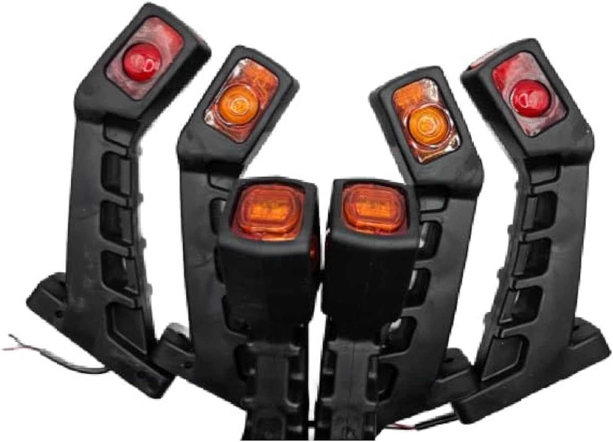 LED EdgeMarker Set of 2 Amber - Amber - Red SQUARE STYLE Trailer and Truck marker lights European look waterproof RV Camper boat