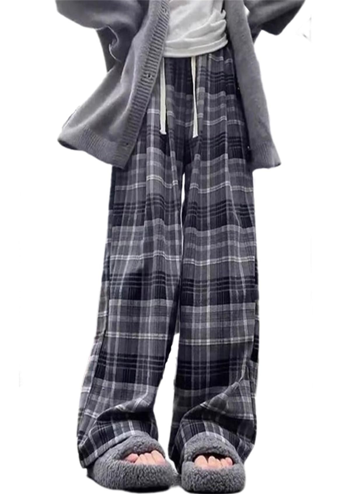 Vintage Plaid Baggy Pants High Waist Harajuku Pants Goth Emo Grunge Clothes Streetwear