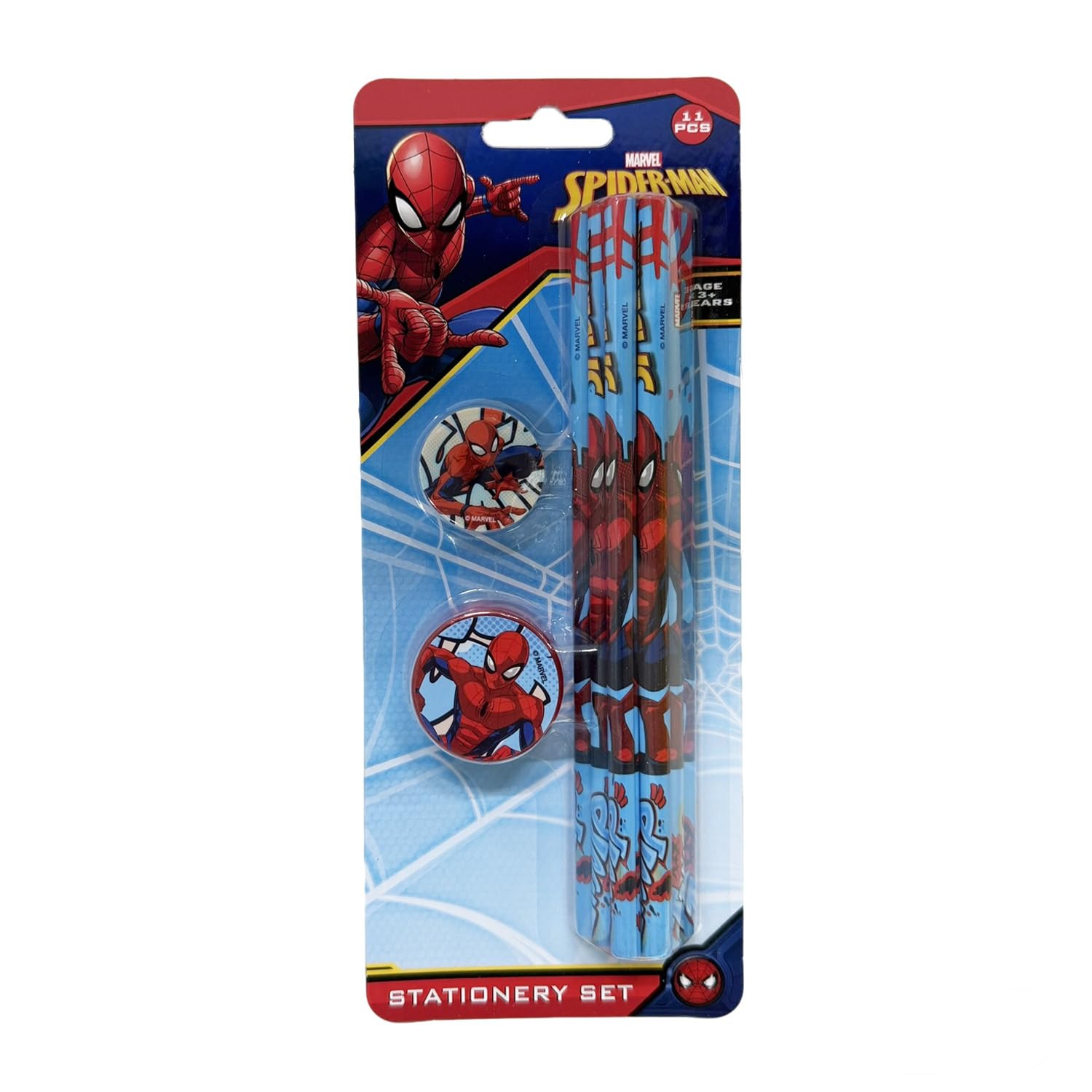 Spiderman 11 pcs Stationery Set for Boys – 9 Pens, 1 Rubber, 1 Sharpener – Marvel School Accessories-image-14