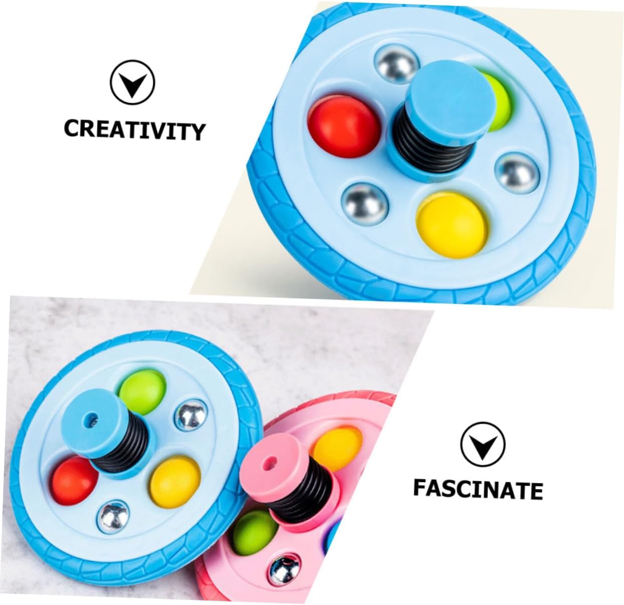 Tyre Shape Gyro for Small Blue Plastic Rotating Fidget Safe Smooth Grip to Enhance Creativity and Concentration Interactive Plaything