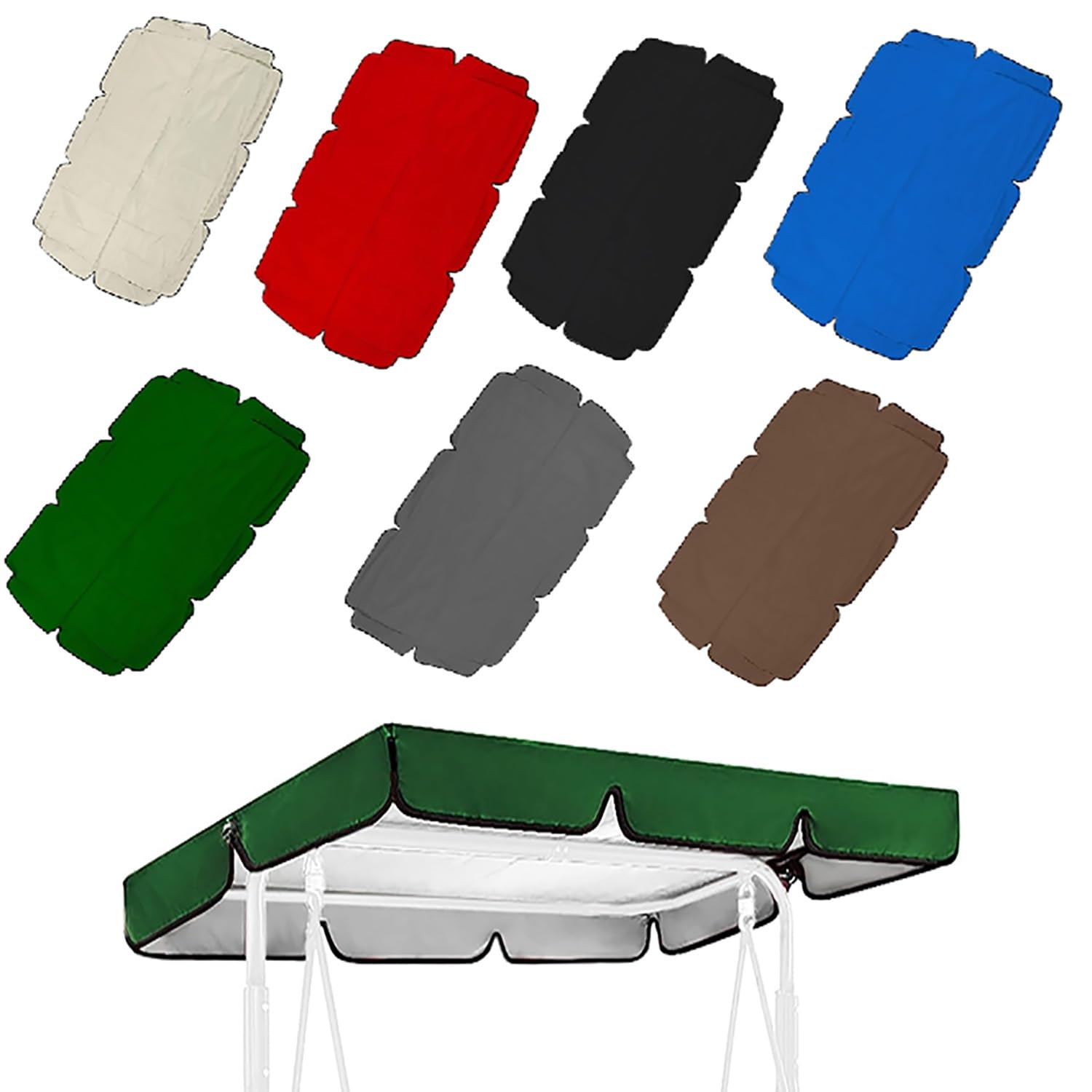 YCXHGK Universal Patio Swing Canopy Replacement Cover 2/3 Seater, 76.8x49in 74.8x52in Waterproof Sun Shade Awning for Garden Yard Hammock(Green,249x185cm/98x72.8in)