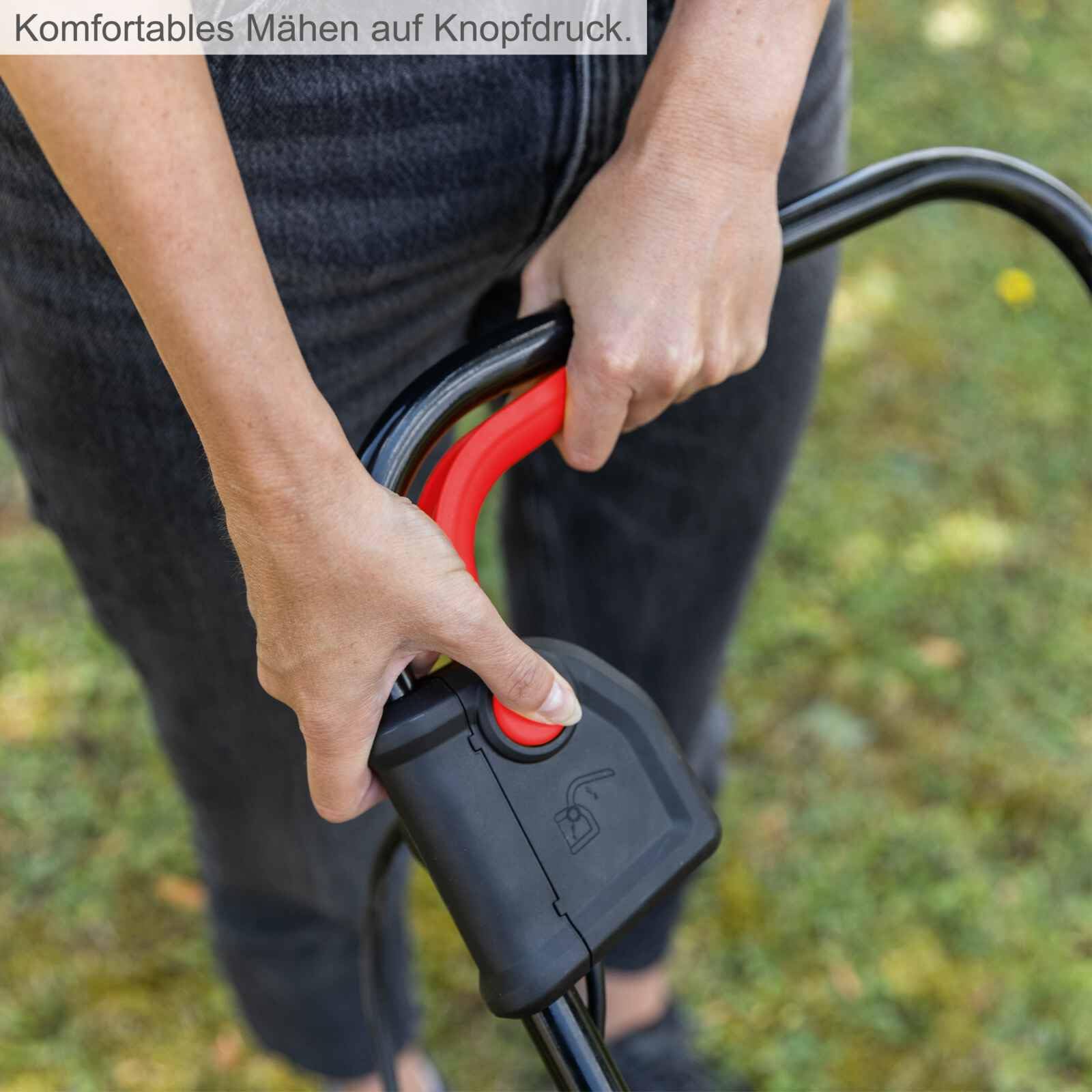 Scheppach Elektro Rasenmäher ELM320 Sichelmäher | Schnittbreite 320mm | Leistung 1300W | für Rasenfächen bis 350m² | Schnitthöhe 20/40/60mm | Fangbox 30L | Klappbarer Griff & Kabel-Zugentlastung